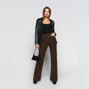 Star High Rise Flare Corduroy Pants Womens 28 Brown NWOT